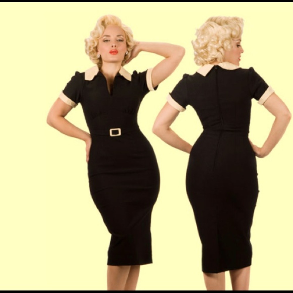 Stop Staring fitted Ada Dress M 6 black Vintage